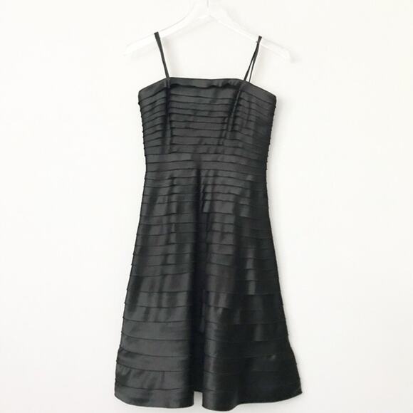 VTG Cache Y2K Strapless Satin Pleated Flare Dress in Sz 4. - Picture 1 of 6